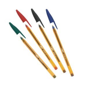 stylo bic fine orange bleuvertrougenoir
